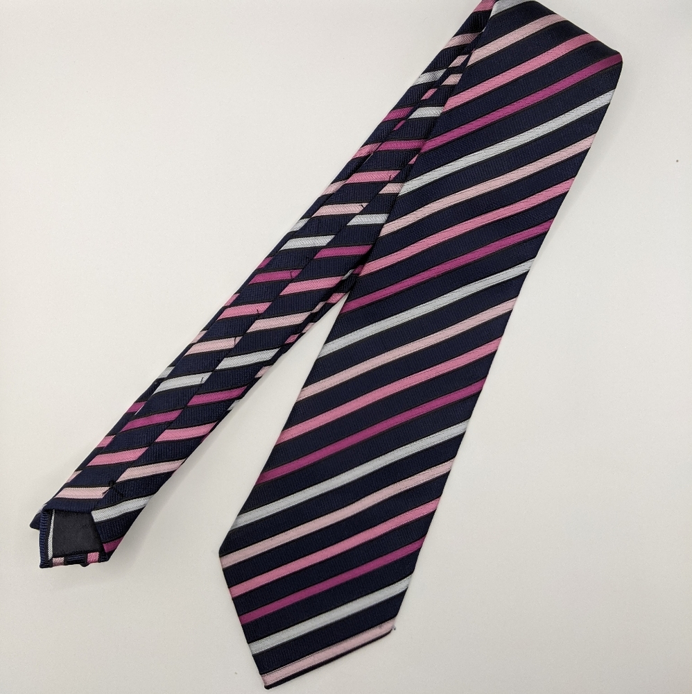 Osborn - Blue & Pink Diagonal Stripe Pattern Men's Neck Tie